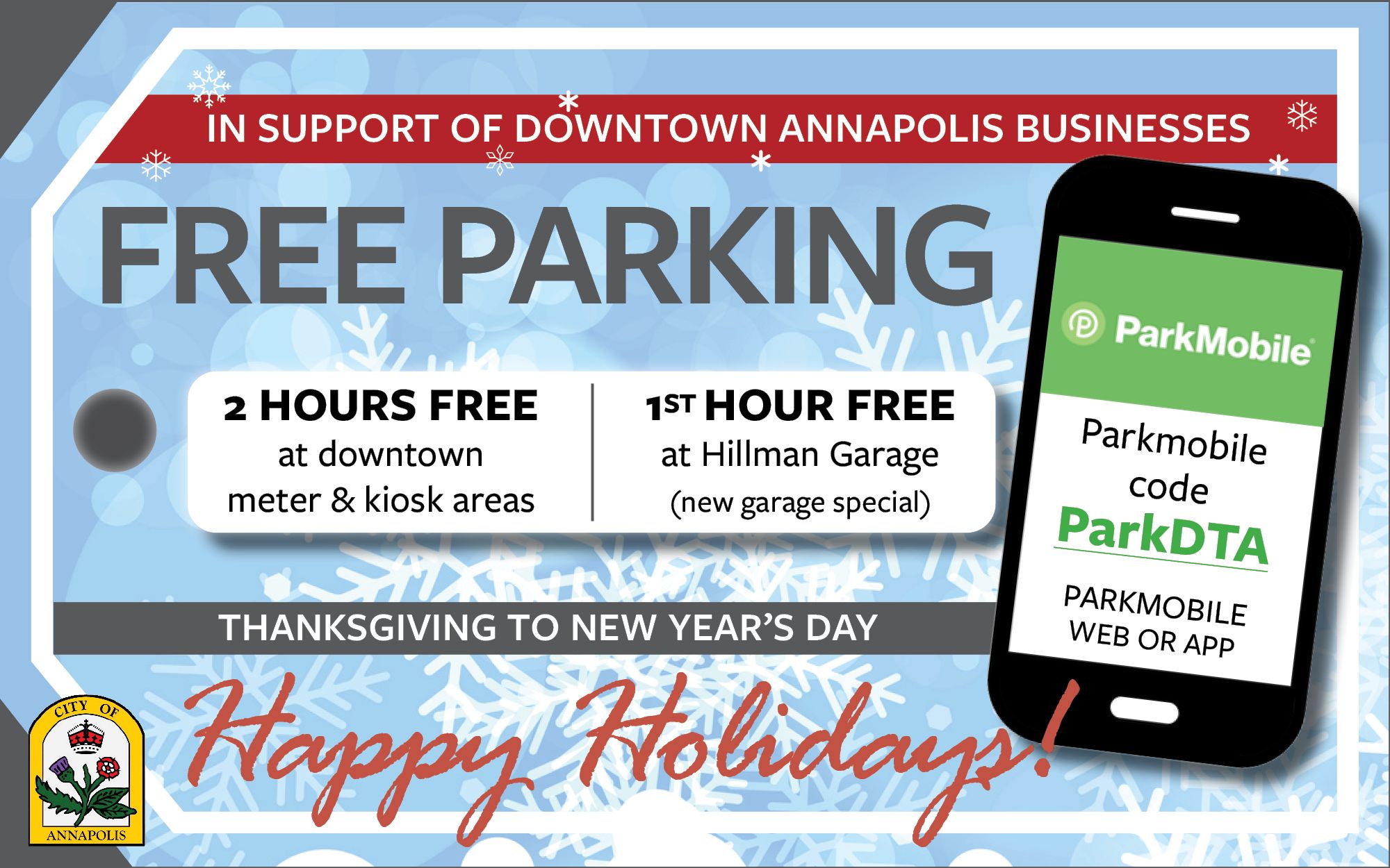 Free Holiday Parking 